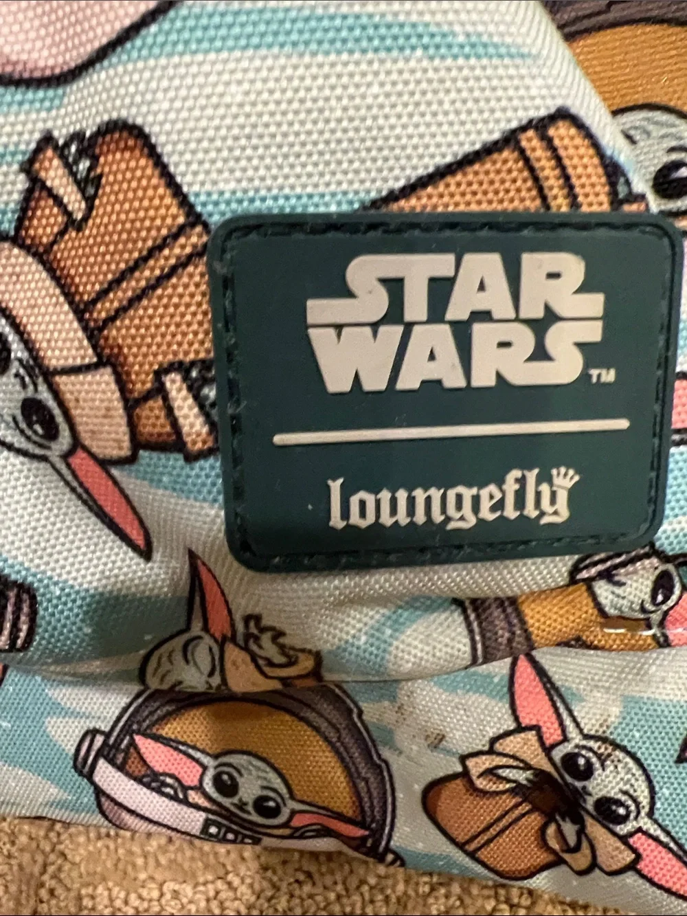 Loungefly Light Blue Grogu Pattern Large Backpack